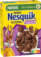 Nestlé NESQUIK Crunchy Brownie, křupavá snídaňová cereálie s čokoládovými lupínky a inovativním tvarem pro extra křupavé, balení 7 ks (7 x 300 g)