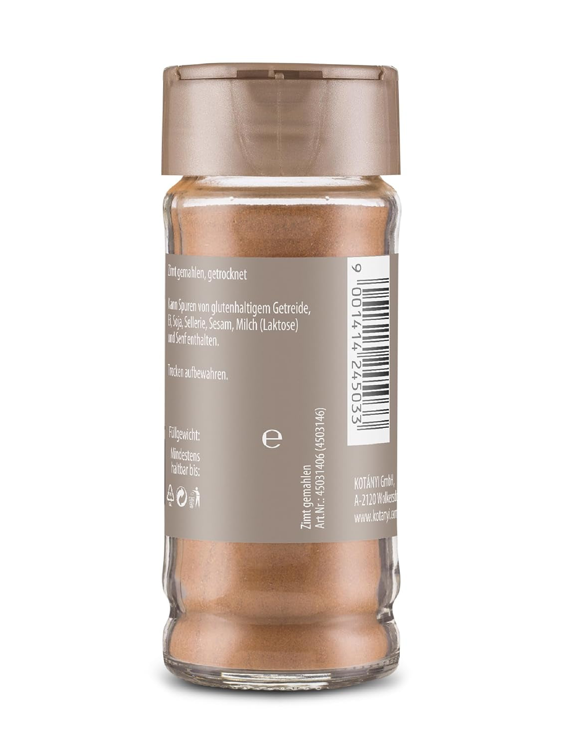 Kotányi Zimt gemahlen, würzig-süßer Geschmack, Veredelt Milchreis, Gebäck, Dezerty, Sklenice 80 ml