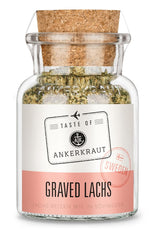 Ankerkraut Graved Losos (Švédsko), Mischung würzender Ingredient für Fisch, schwedischer Graved Losos, 120 g v korkovém skle