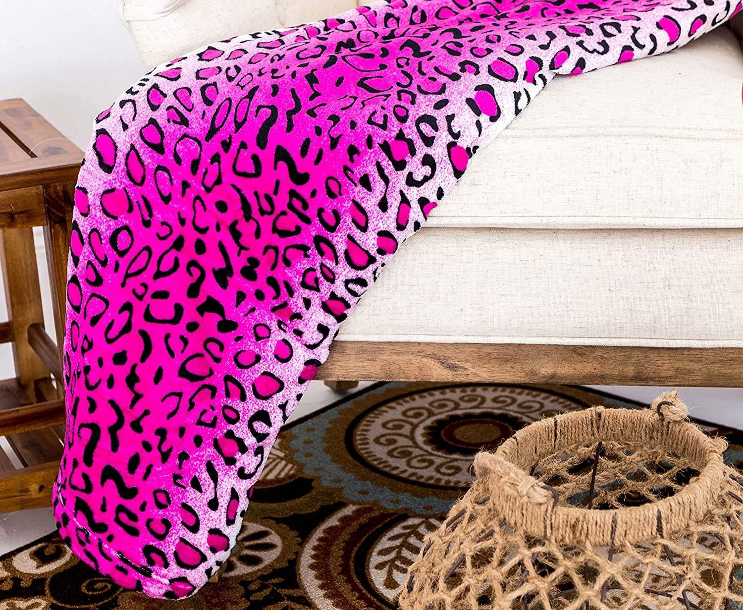 Home Must Haves Queen/King Zebra Žirafa Safari Zvířecí potisk Celoroční super měkká teplá pohovka Throw Deka Velikost postele Růžová Polyester Růžová Leopardí přikrývky a přikrývky Naty Shop