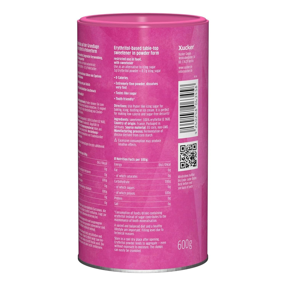 Xucker práškový cukr Erythritol - bezkalorická náhrada cukru, 600 gramů sladidla Naty Shop