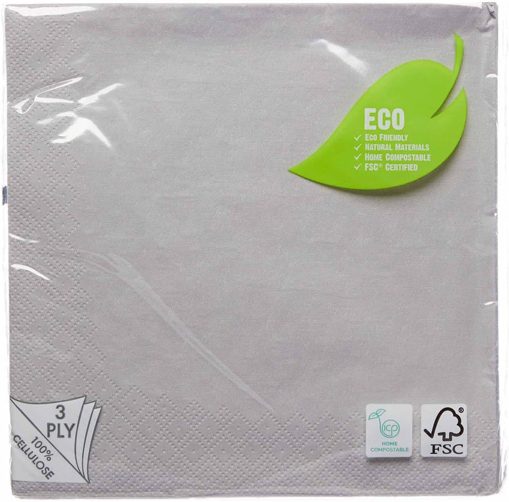 Amscan 9915402-215 - Șervețele de prânz ecologice, compostabile, gri grafit, 20 bucăți