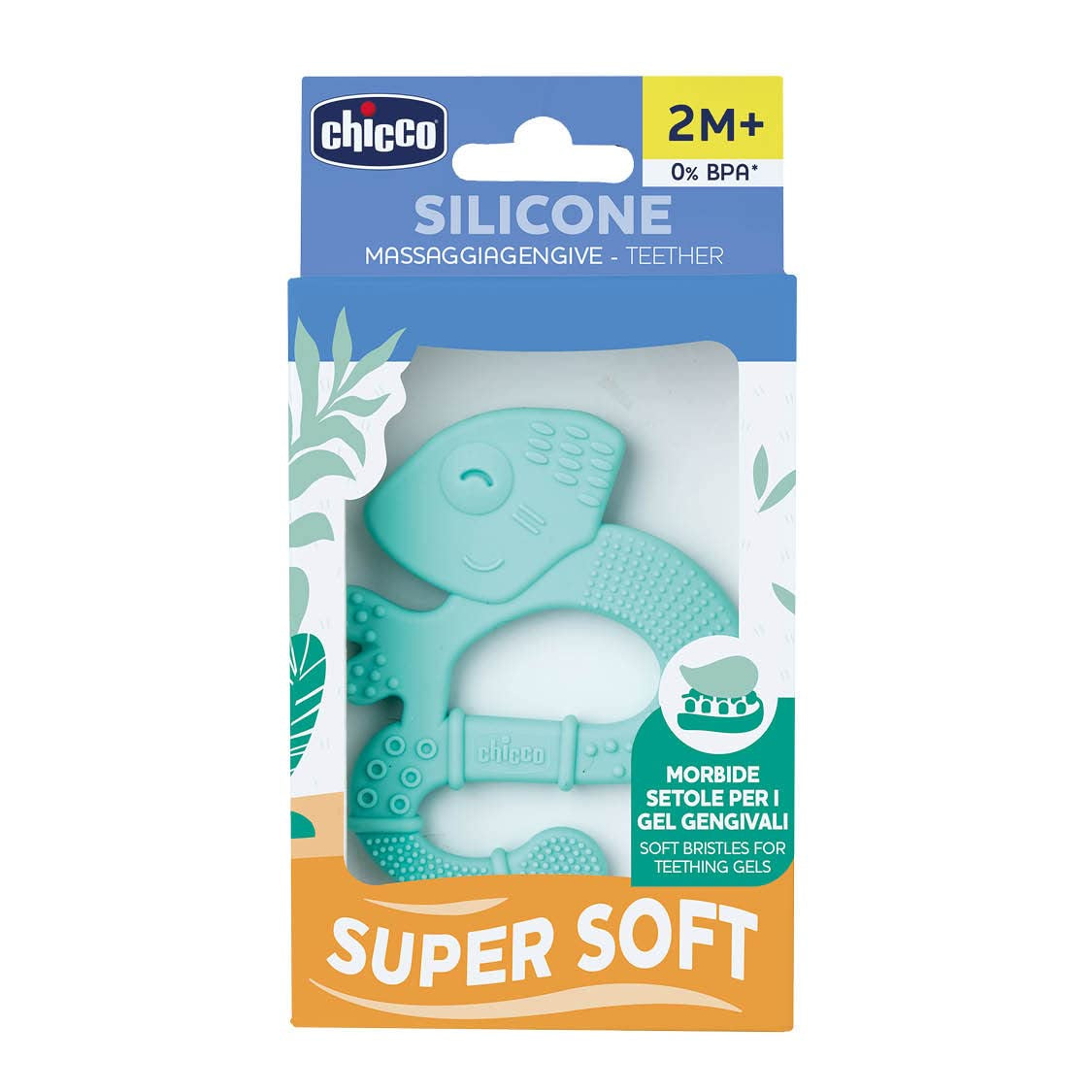 Inel de dentiție Chicco Soft&Clean șopârlă, albastru, 2M+