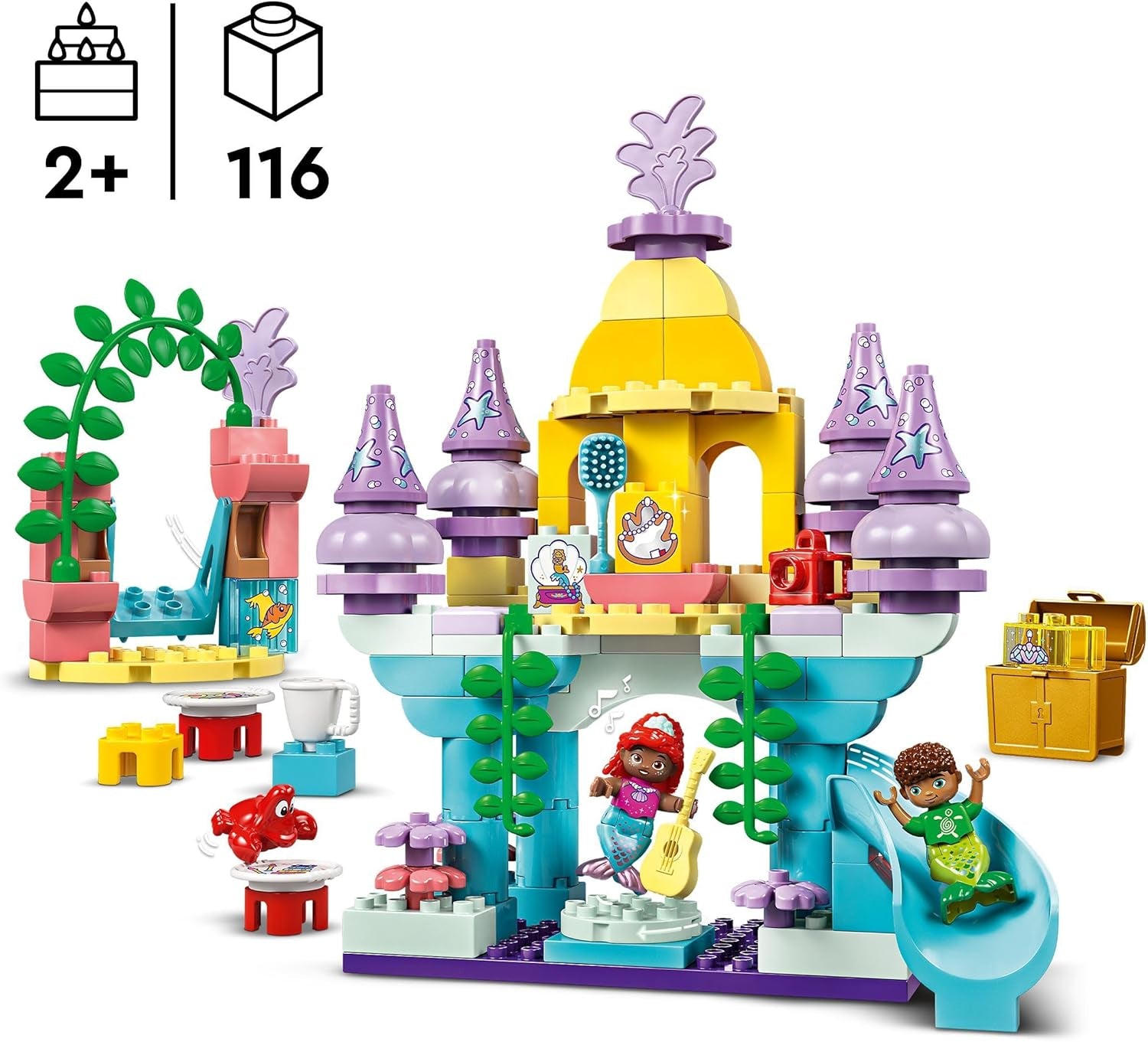 LEGO DUPLO | Kouzelný podvodní palác Disney Ariel, vzdělávací hračka pro mořskou pannu Ariel, podvodní hrad pro děti od 2 let 10435 Stavebnice Besuche den LEGO-Store
