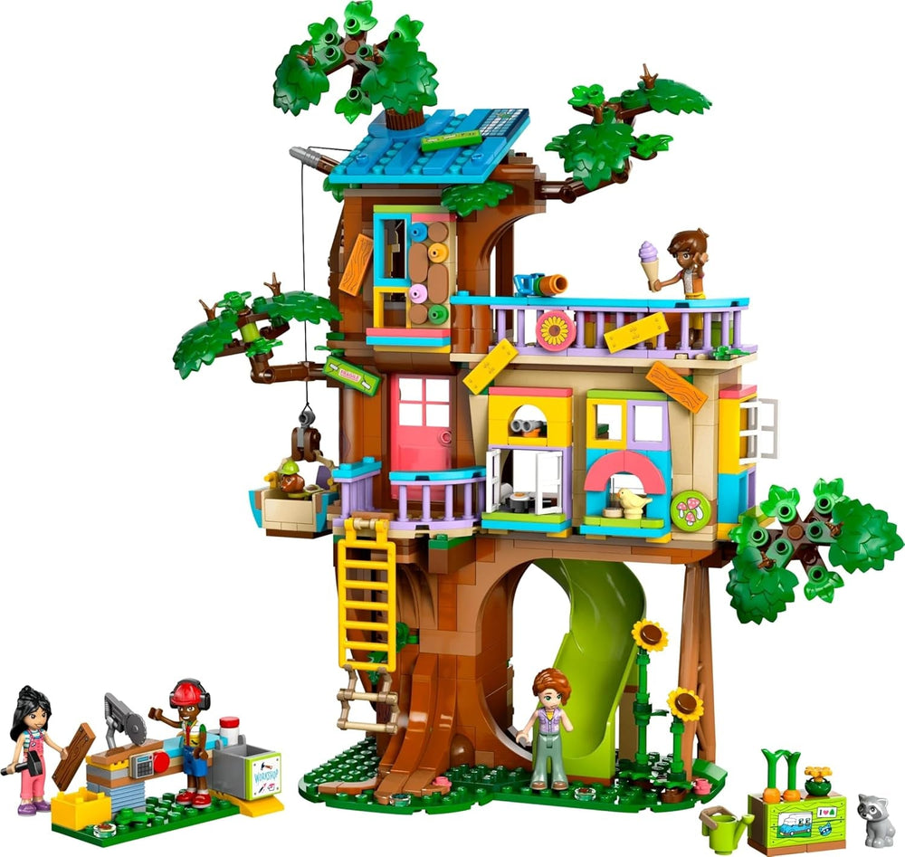 LEGO Friends Tree House Stavebnice a hraní Sada na hraní rolí Hrací dům pro dívky 8 let Sada se 4 minifigurkami postav a 2 figurkami zvířat Tip na dárek pro děti 42652 Stavebnice Besuche den LEGO-Store