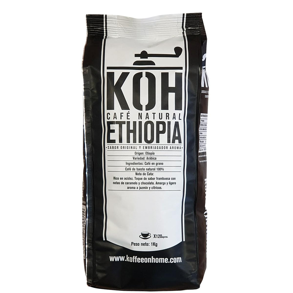Ganze Kaffeebohnen 100% Arabica aus Äthiopien – 1 kg – Natürlich geröstet – Mittlere Intensität – Fruchtige & Zitrusnoten – Premium-Qualität aus Oromia – Ideal für Espresso & Moka