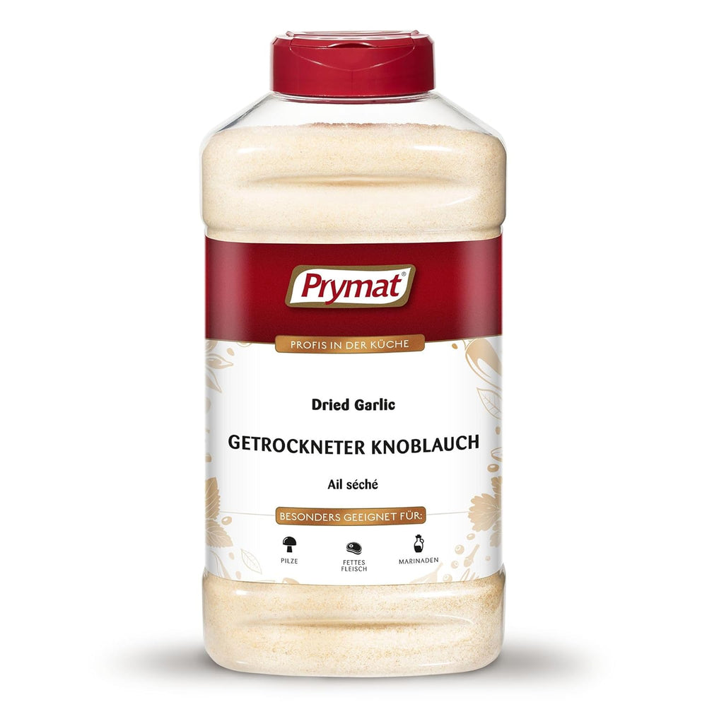 Prymat Getrockneter Knoblauch granuliert 1,05 kg – Aromatisches Knoblauchgranulat zum Würzen von Fleisch, Fisch, Gemüse, Saucen, Dips & Marinaden – intensiv im Gesmack – ohne Zusätze