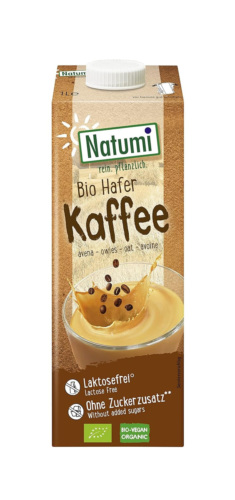 Natumi Bio Hafer Barista, 8 x 1L - bez laktózy, Aufschäumbar, Barista-Style, Bio, Hergestellt mit deutschem Hafer, Vegan, Milchfreie Milchfreie Alternative