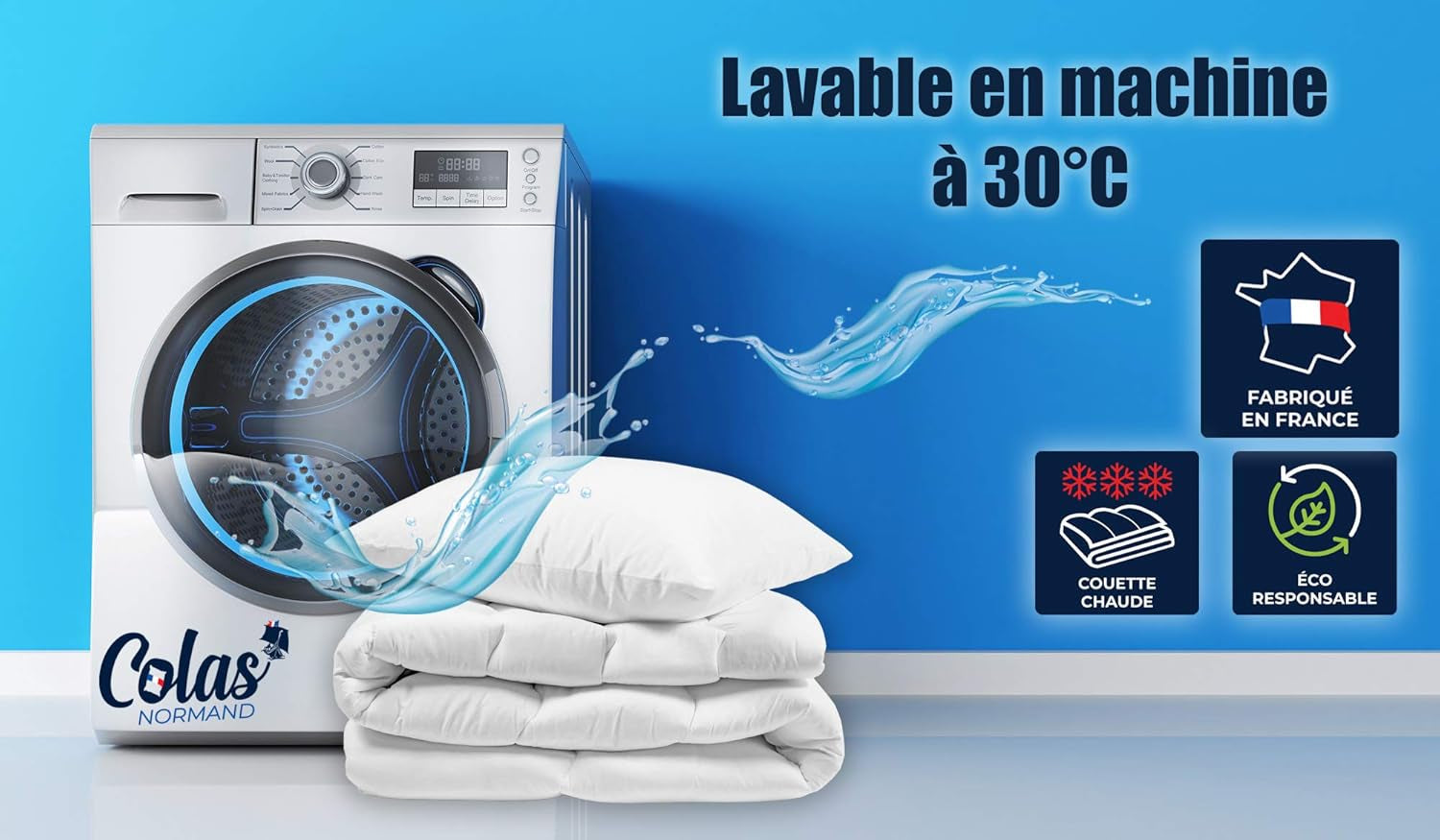 COLAS NORMAND - Ekologická přikrývka - teplá - 240 X 220 Cm - obálka a výplň z recyklovaných lahví - měkká, hedvábná a pohodlná - pečlivá výroba Přikrývky a přikrývky Naty Shop