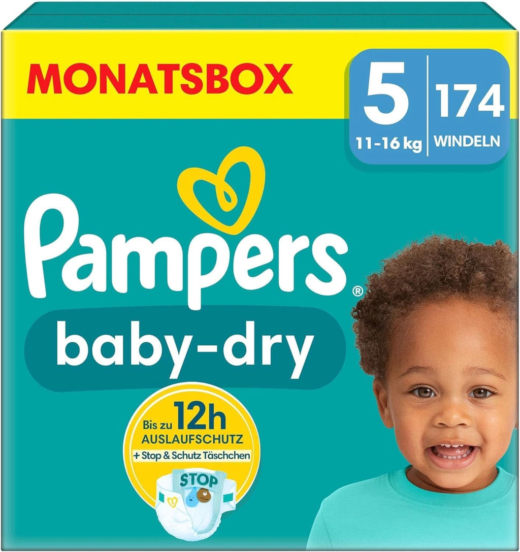 Scutece Pampers Baby-Dry, până la 100% protecție împotriva scurgerilor toată noaptea Mama si Copilul Naty Shop 5 (174 buc) Nou