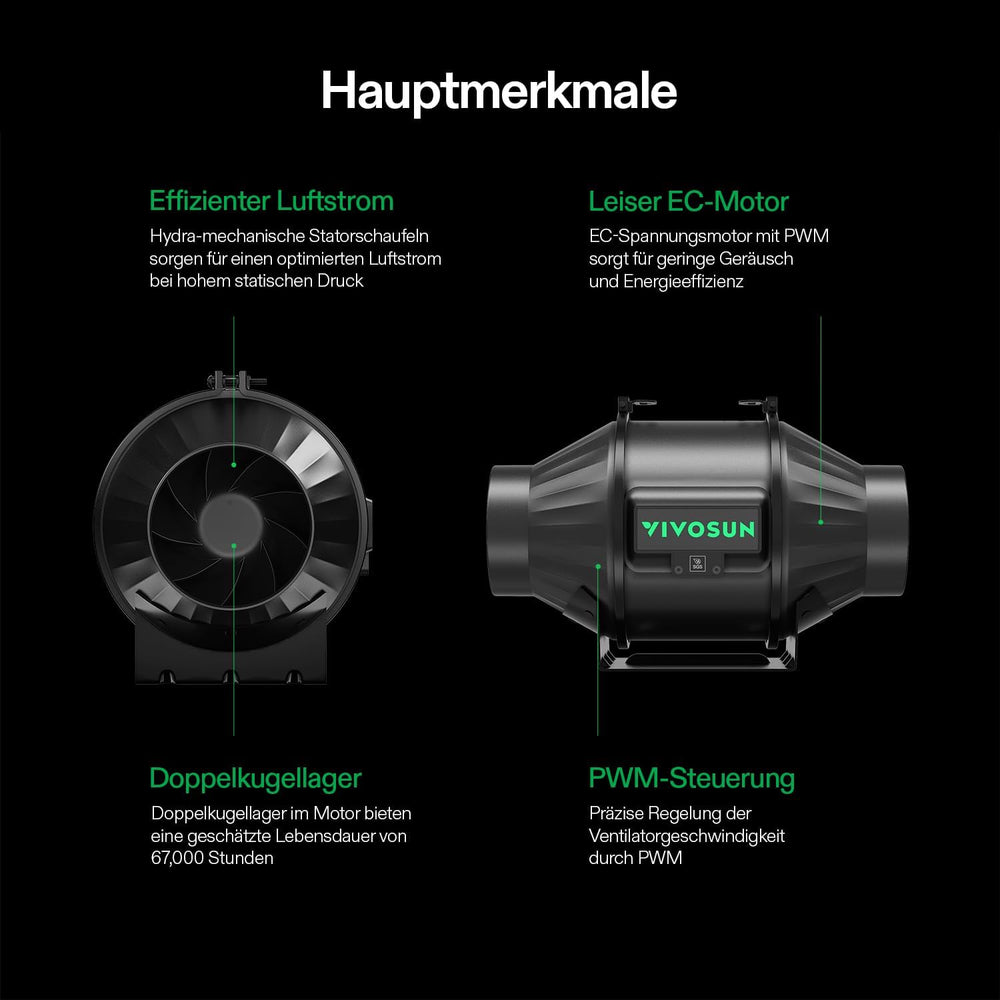 Systém VIVOSUN Smart Grow se 100W LED lampou AeroLight A100SE s integrovaným cirkulačním ventilátorem, potrubním ventilátorem AeroZesh T4 100 mm 357 m³/h a ovladačem GrowHub E42A pro pěstování stanů a pěstování v interiéru