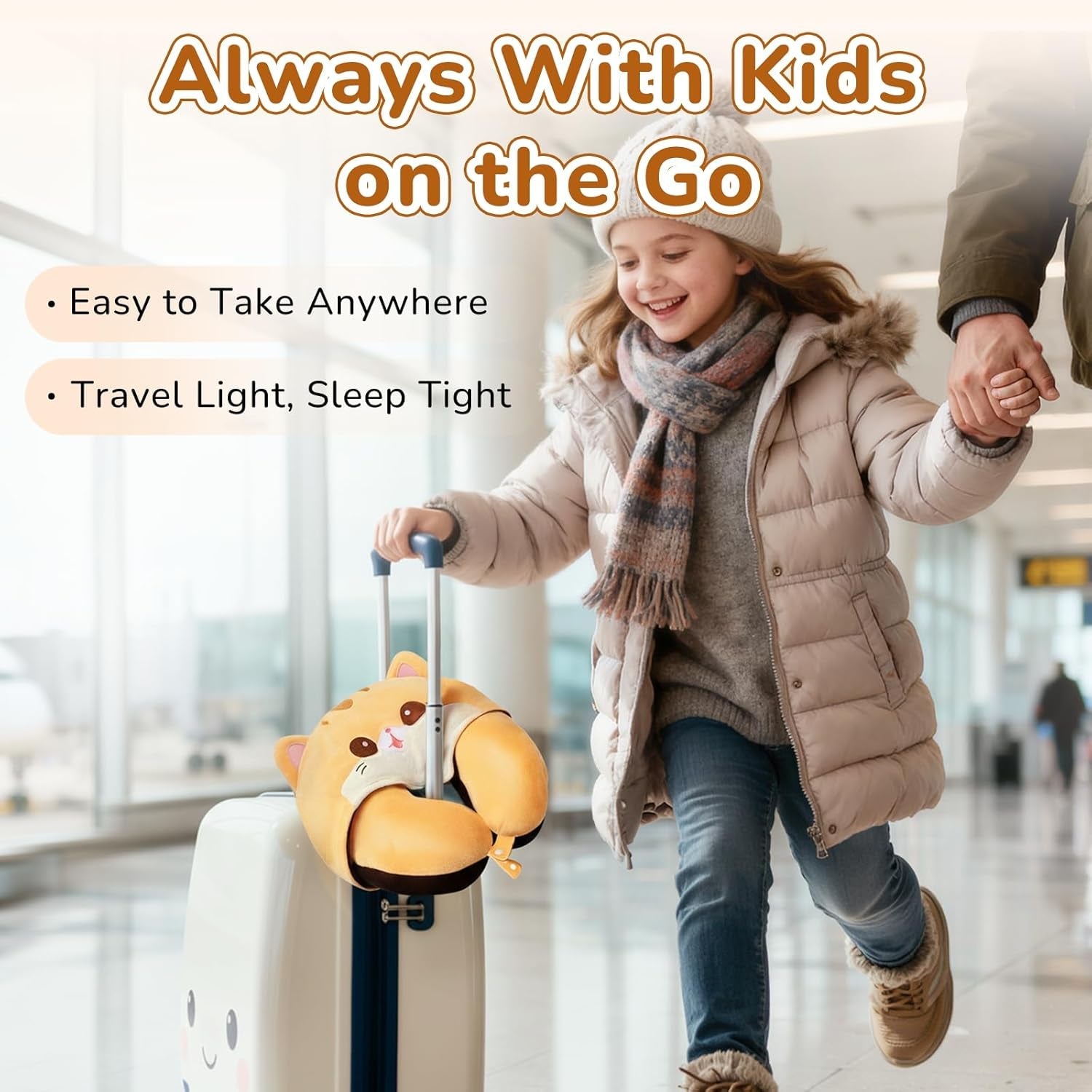 Pernă de călătorie Mewaii, pernă cu două fețe pentru adulți, pernă de gât din spumă cu memorie pentru avion, pernă de zbor reversibilă cu glugă pentru pisică, curea reglabilă