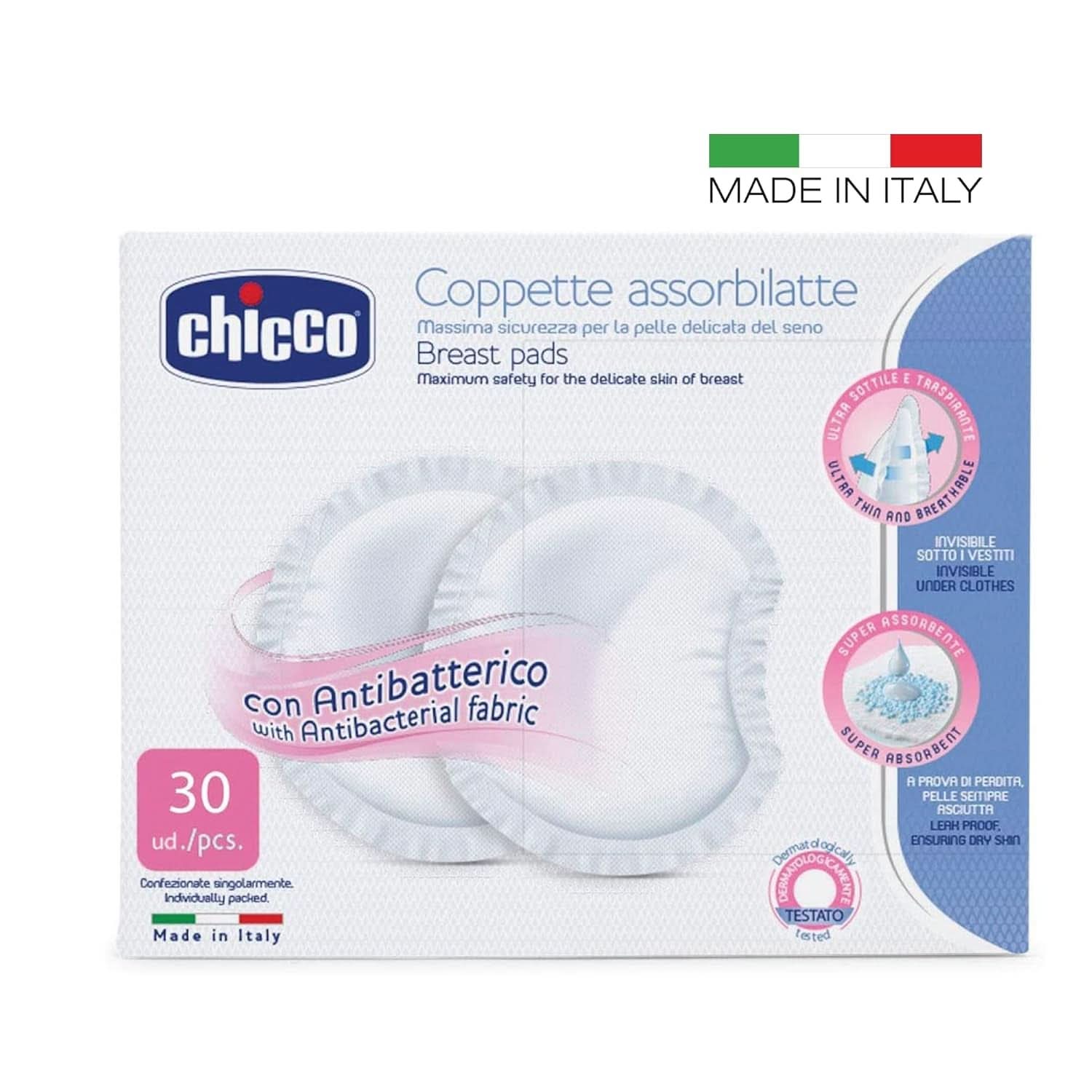 Chicco Acterielle Natural Feeling kojící podložky, 30 kusů Příslušenství pro výživu a kojení Bebe Naty Shop