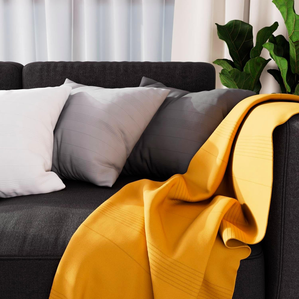 Soleil D'Ocre Adele pléd, vyhozený z křesla, Polycoton, šedá, 140 X 200 Cm Postele a přikrývky Besuche den Soleil d'ocre-Store Žlutá 140 X 200 Cm