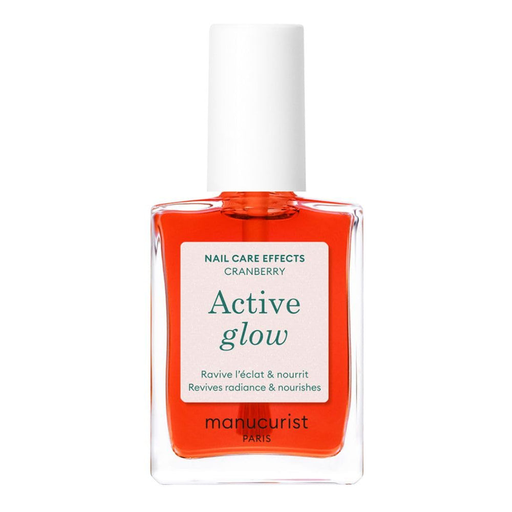 MANUCUIST Nail Care Repair Active Glow Raspberry (růžová) na bio bázi: sladké mandle, maliny, výživný a lesklý lak na nehty, transparentní růžový efekt – nahé laky na nehty