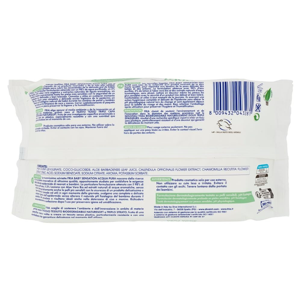 Șervețele umede Baby Sensation Pure Water, formulă cu 98% apă purificată pentru curățarea pielii, testate dermatologic, pachet economic cu 840 de șervețele