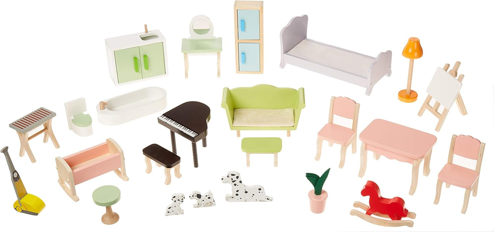 Amazon Basics Casă de păpuși din lemn cu 4 etaje și accesorii de mobilier pentru păpuși de 30,48 cm Casute de papusi Naty Shop