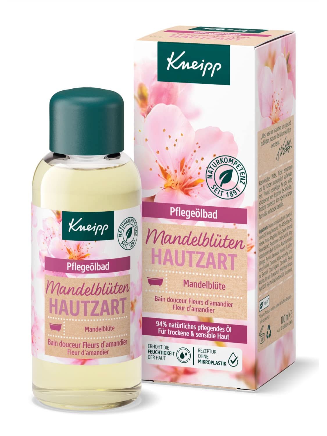 Kneipp, koupelový olej, s 94% čistým mandlovým olejem, pro suchou a citlivou pokožku - 100 ml Sprcha a koupel Naty Shop