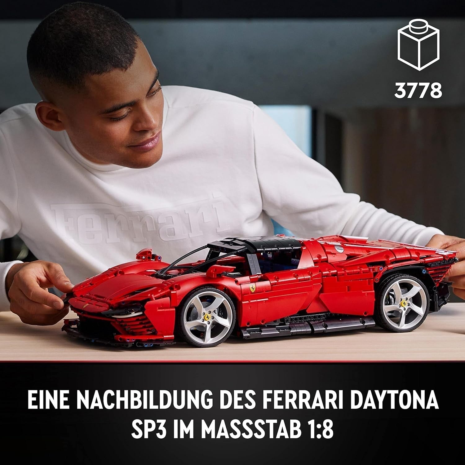Stavebnice LEGO Technic Ferrari Daytona SP3 v měřítku 1:8, červený supersportovní vůz, rozšířený sběratelský předmět modelu auta, konečný koncept auta 42143 Stavebnice Besuche den LEGO-Store