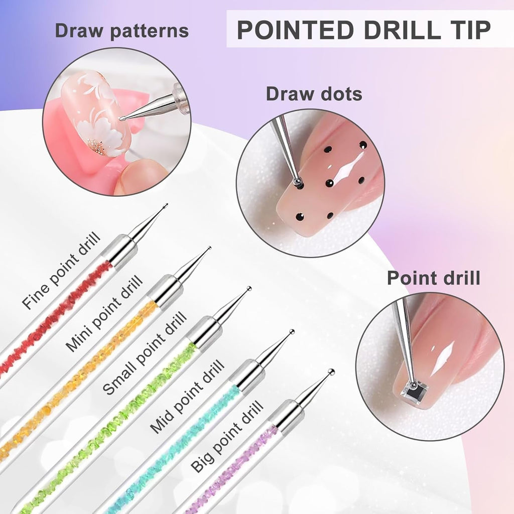 5 Stück Nagel Pinsel, Pinsel Für Gelnägel, Nageldesign Pinsel, Nail Art Dotting Tools, Für Herstellen Von Nagellack, Punktieren, Feinmalerei, DIY