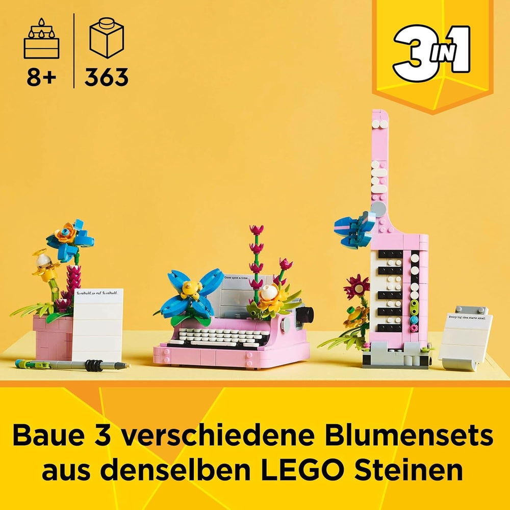LEGO Creator 3v1 psací stroj s květinami - přeměnitelná hračka na model Keytar nebo na květináč se zápisníkem a perem - stavebnice - dárek pro dívky a kluky od 8 let 31169 Stavebnice Besuche den LEGO-Store