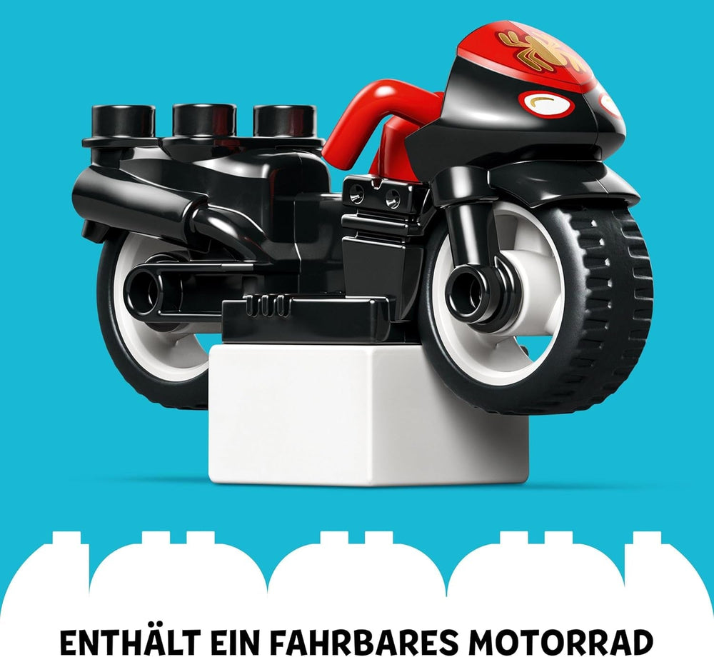 LEGO DUPLO Marvel Spins Motorcycle Adventure, Fantasy Playset pro televizní seriál Spidey a jeho super přátelé, vzdělávací hračka ke stavění a přestavbě pro děti od 2 let 10424 Stavebnice Besuche den LEGO-Store