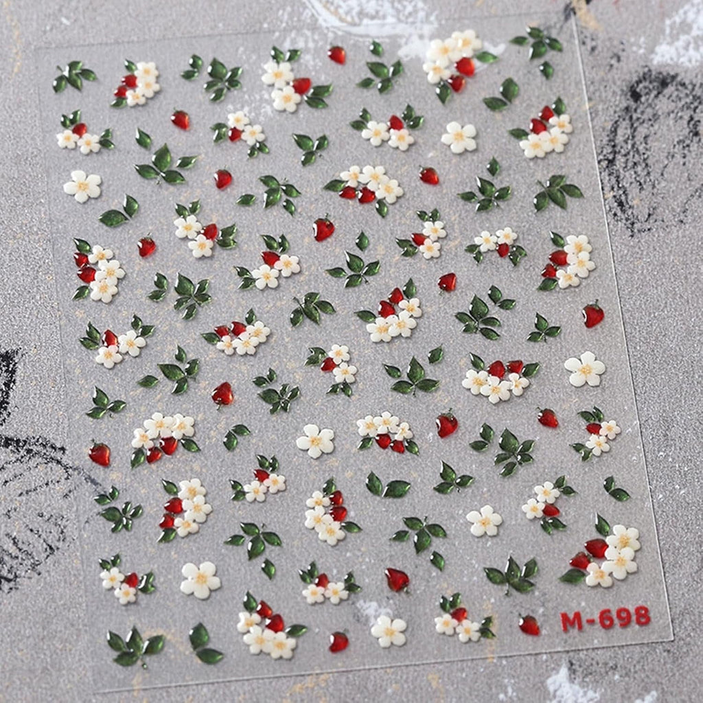 JMEOWIO 3D Nagelsticker Blume Nerdbeerenail Art Sticker Selbstklebend Nagelaufkleber 5D Stereoskopisch Dekoration Nageldesign Zubehör 1 Blatt