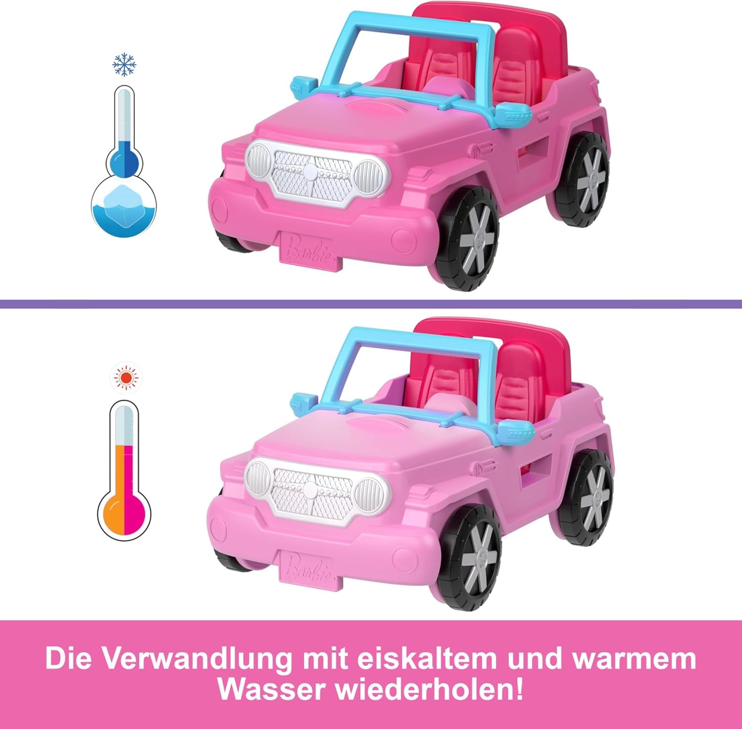 Barbie Mini Barbieland set de păpuși și vehicule de jucărie, păpușă de 1,5 inci și vehicul de jucărie iconic cu surpriză care își schimbă culoarea, HYF43 Papusi Naty Shop