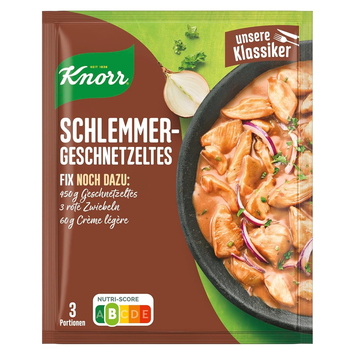 Knorr Fix Würzmischung Schlemmer-Geschnetzeltes für ein leckeres Fleischgericht ohne geschmacksverstärkende Zusatzstoffe 43 g 1 kus