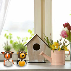 Bada Bing Graskopf 4er Set vč. Wasserbehälter Waldtiere DIY Tiere – Rasenkopf Tierkopf mit Rasensamen – Experiment für Kinder – Spaß mit Lerneffekt – Geschenk Mitbringsel Kindergeburtstag Mitgebsel