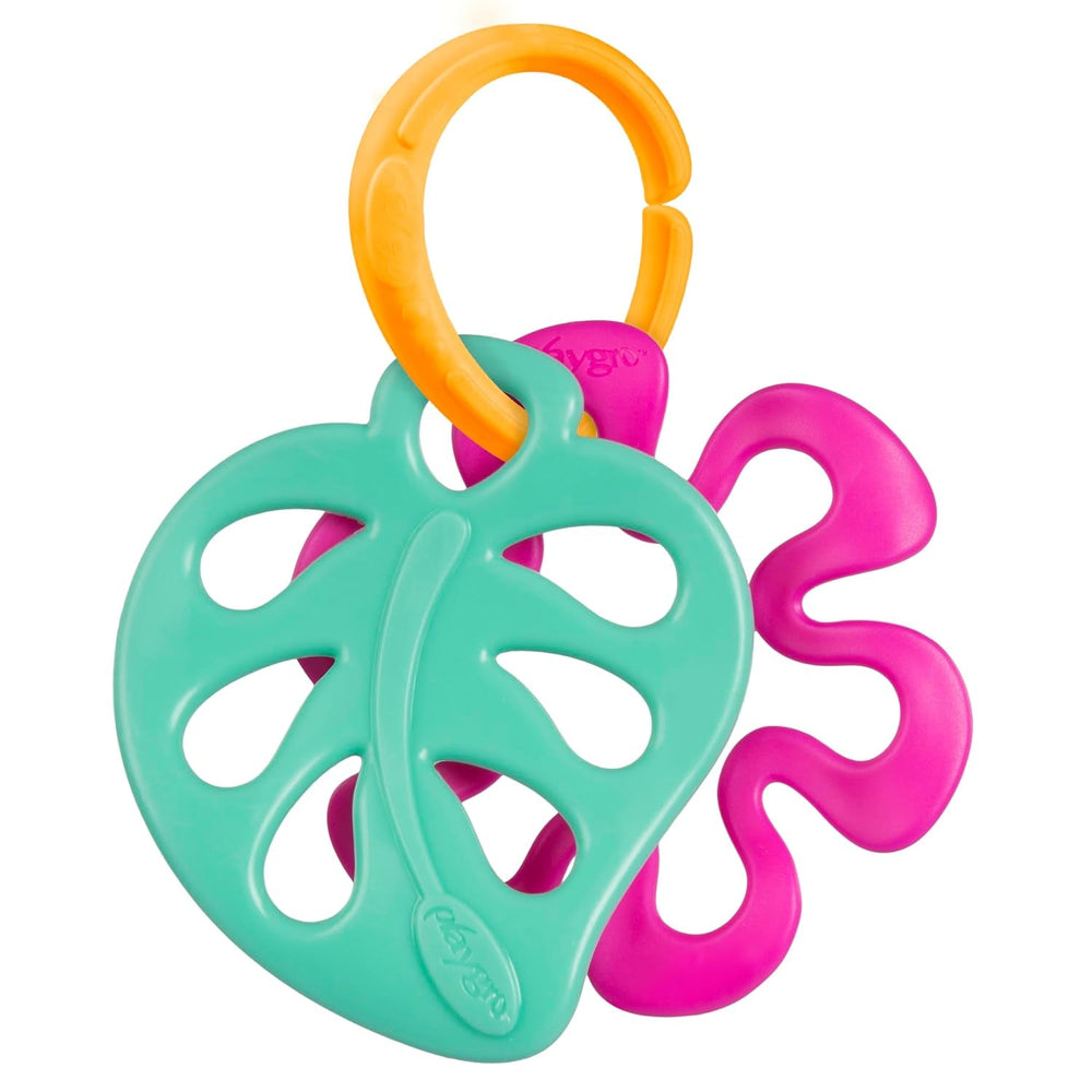 Pachet cadou cu activități Playgro Clip Clop Sensory Garden – jucărie senzorială pentru grădină pentru bebeluși de la 0 luni – jucărie interactivă cu zornăitoare, inel de dentiție și prieten pentru cărucior – 4 piese