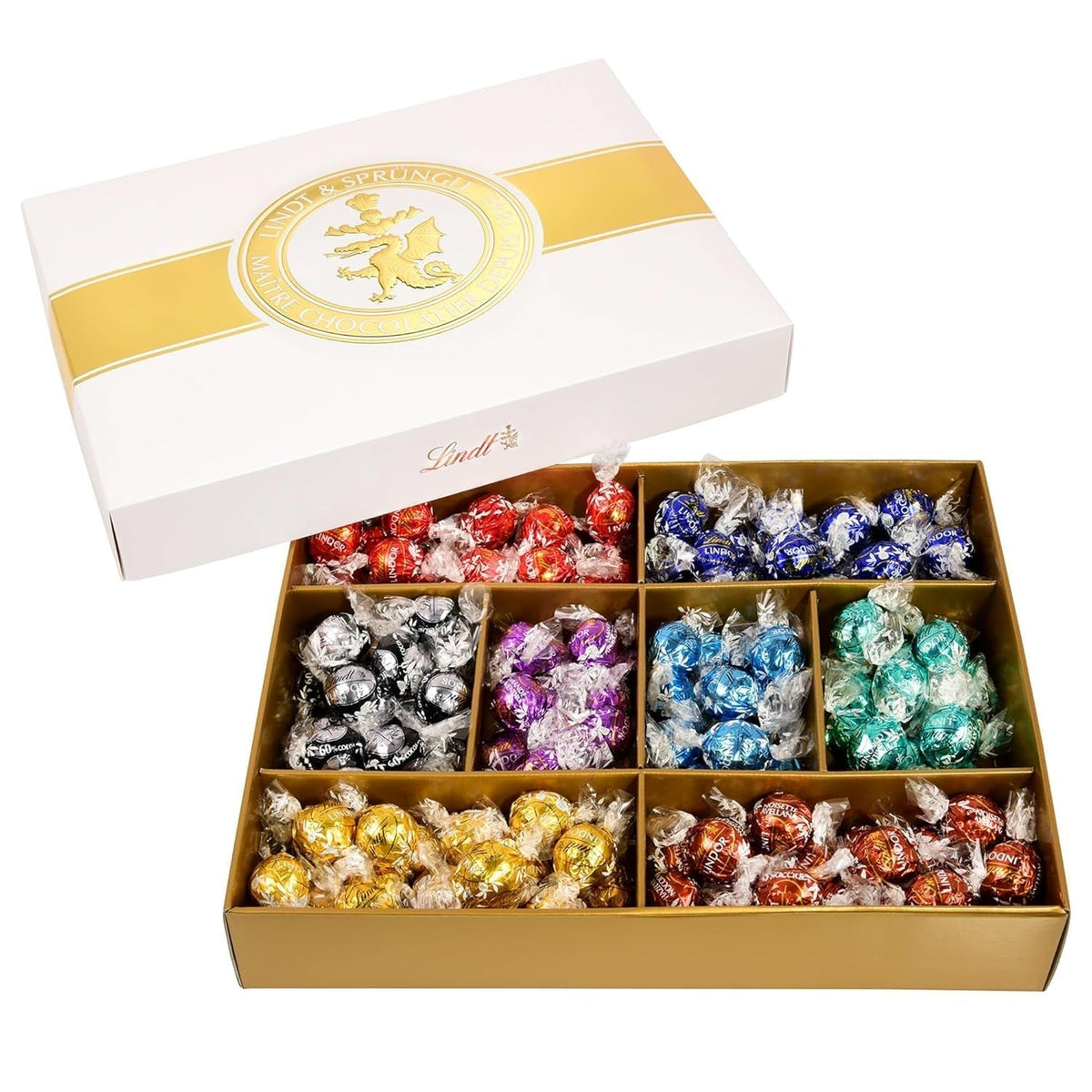 Lindt Schokolade LINDOR Und ROULETTE Mischung | 1473 G| Kugeln Mit Zartschmelzender Füllung Sowie Köstliche | 8 Seřadit | Pralinengeschenk | Schokoladengeschenk | Großpackung Chocolates Naty Shop Lindor Classic Box Single