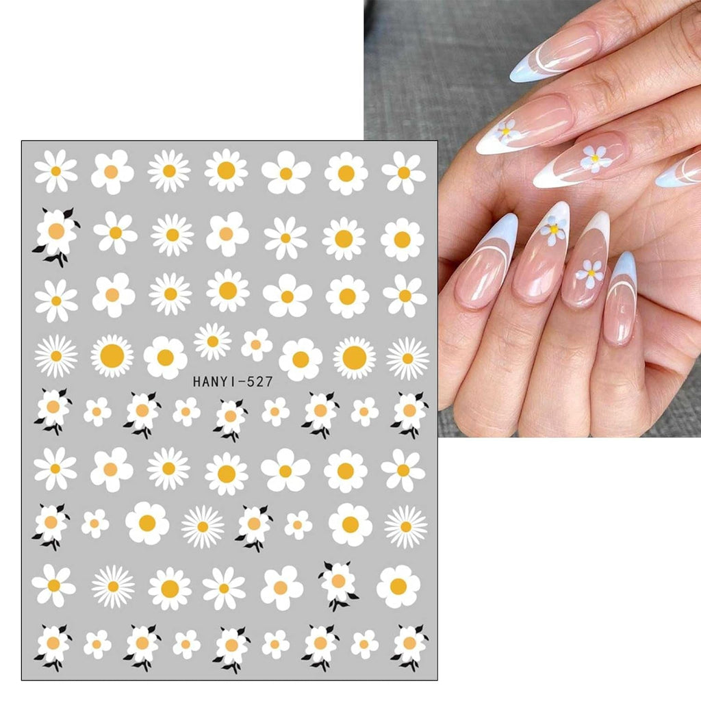 JMEOWIO Nagelsticker Frühlings Blume 9 Blatt Nail Art Sticker Selbstklebend Nagelaufkleber Bunte Sommer Blumen Dekoration Nageldesign Zubehör