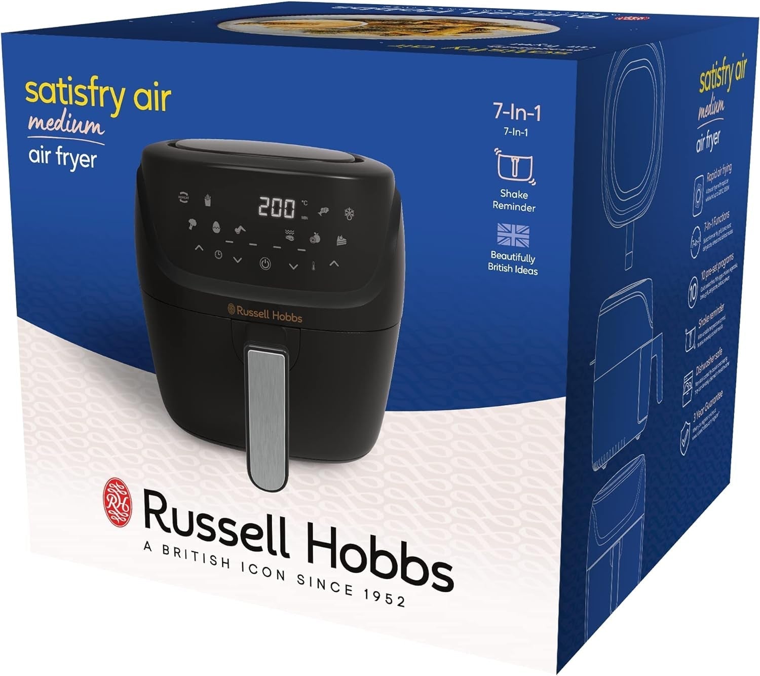 Russell Hobbs Air Fryer L 4L Rapid Airfryer, 7 funkcí vaření, 10 programů Domácí spotřebiče Naty Shop