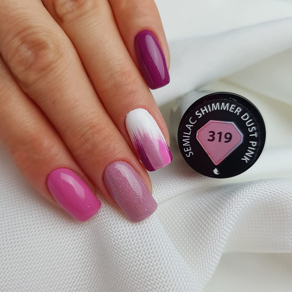 UV lak na nehty Semilac Hybrid 319 Shimmer Dust Pink 7ml