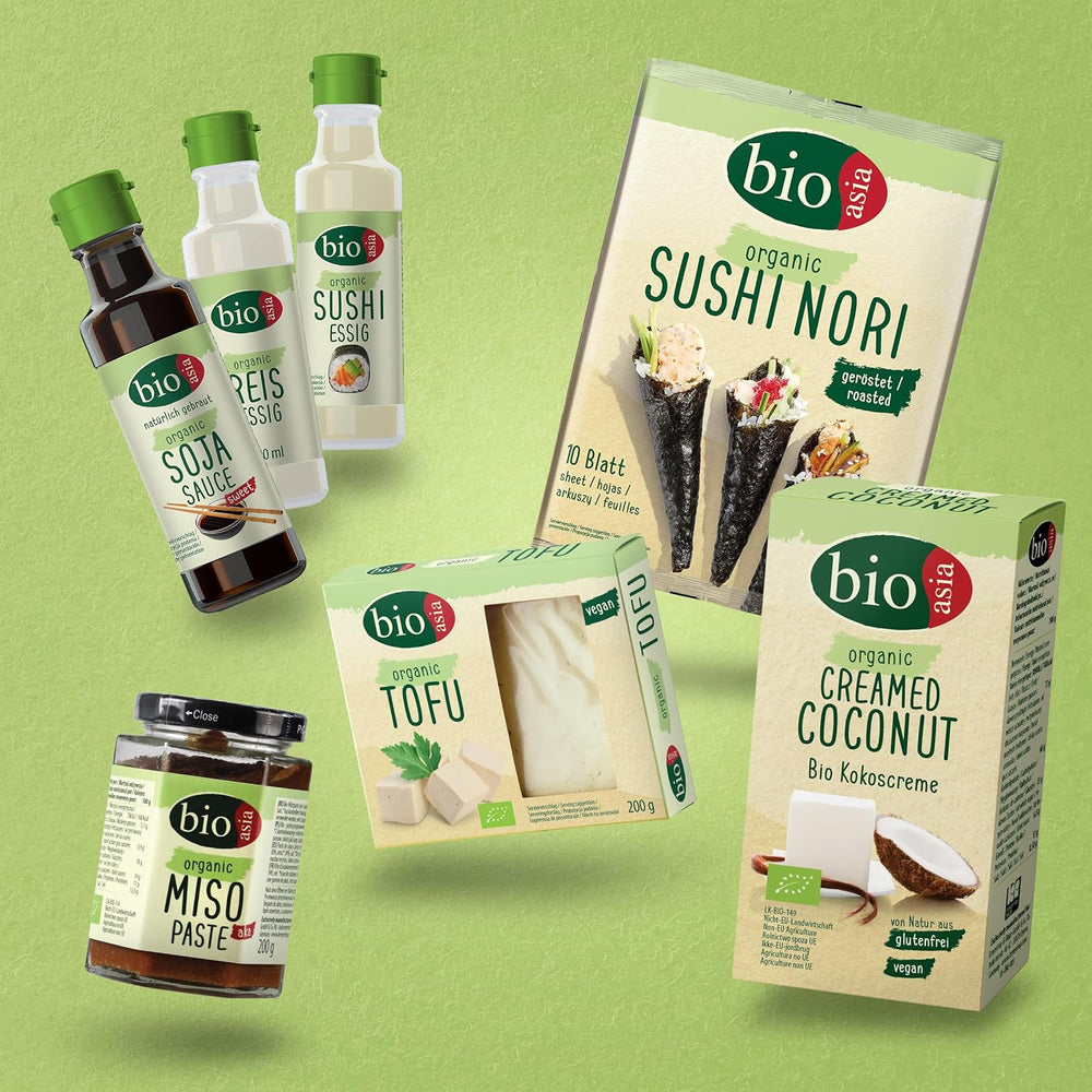 BIOASIA Bio Mie Noodles, pšeničné nudle bez vajec, připravené rychle a snadno, vegetariánské (8 x 250 g)