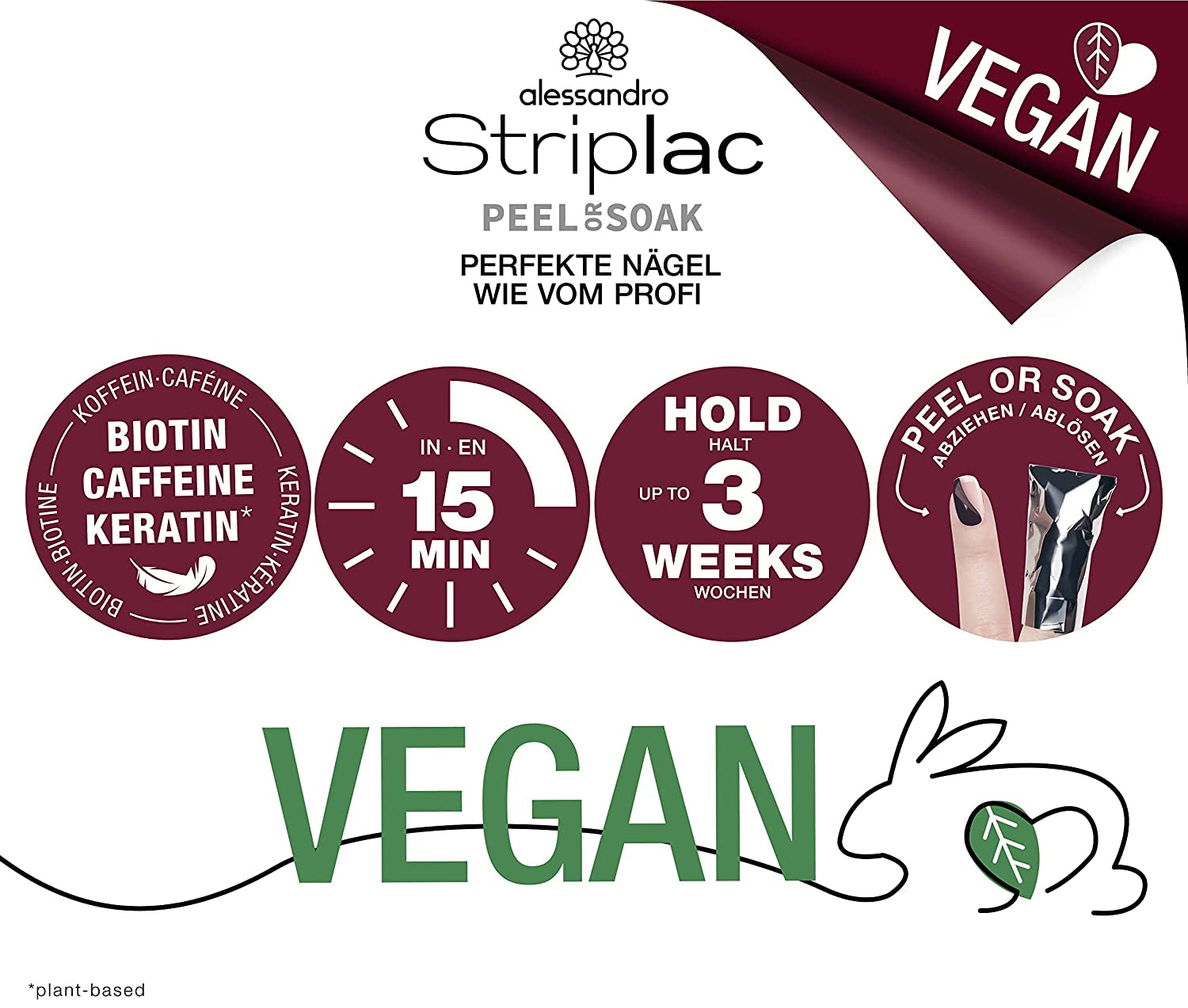 UV lak na nehty alessandro Striplac Be My Lover - Jemný a dlouhotrvající - Snadné odstranění díky odlupovací technologii - Veganský a bez krutosti - 8 ml