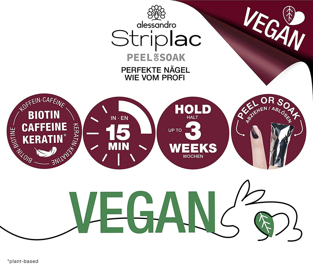 UV lak na nehty alessandro Striplac Be My Lover - Jemný a dlouhotrvající - Snadné odstranění díky odlupovací technologii - Veganský a bez krutosti - 8 ml