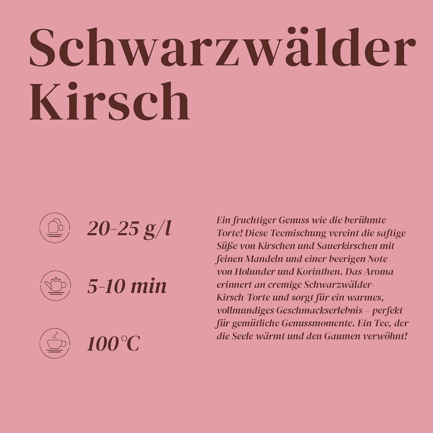 Alpaca Tea | Cireșe | Amestec de ceaiuri aromatizate cu fructe | Vrac | (100 g, cireșe din Pădurea Neagră)