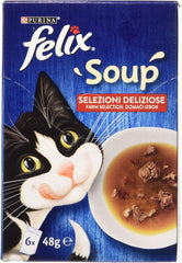 PURINA  Suppe Katze Köstliche Auswahl mit Rindfleisch, mit Huhn, mit Lamm - 48 Beutel à 48 g je 48 g (8 Packungen à 6 x 48 g)