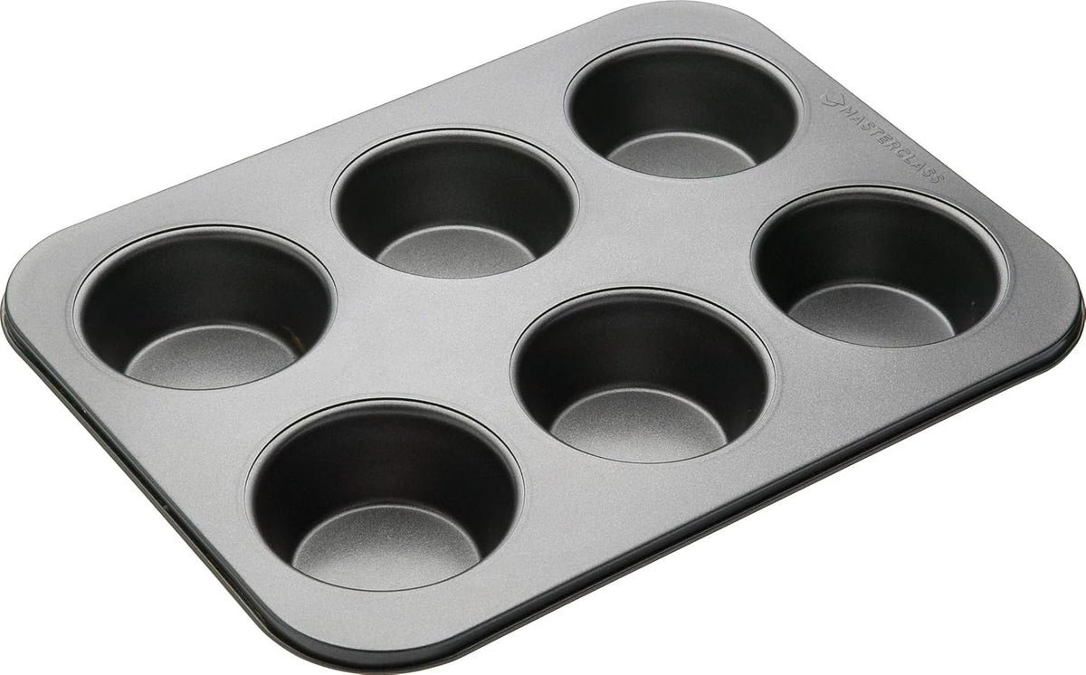 Masterclass Tiefes Muffinblech/Yorkshire Puddingform, 6-Loch-Form Mit PTFE-, PFOA- Und Bpa-Freier Antihaftbeschichtung, Robuster 1 Mm Kohlenstoffstahl, Grau, 35 X 26 Cm Formy a plechy na pečení Naty Shop