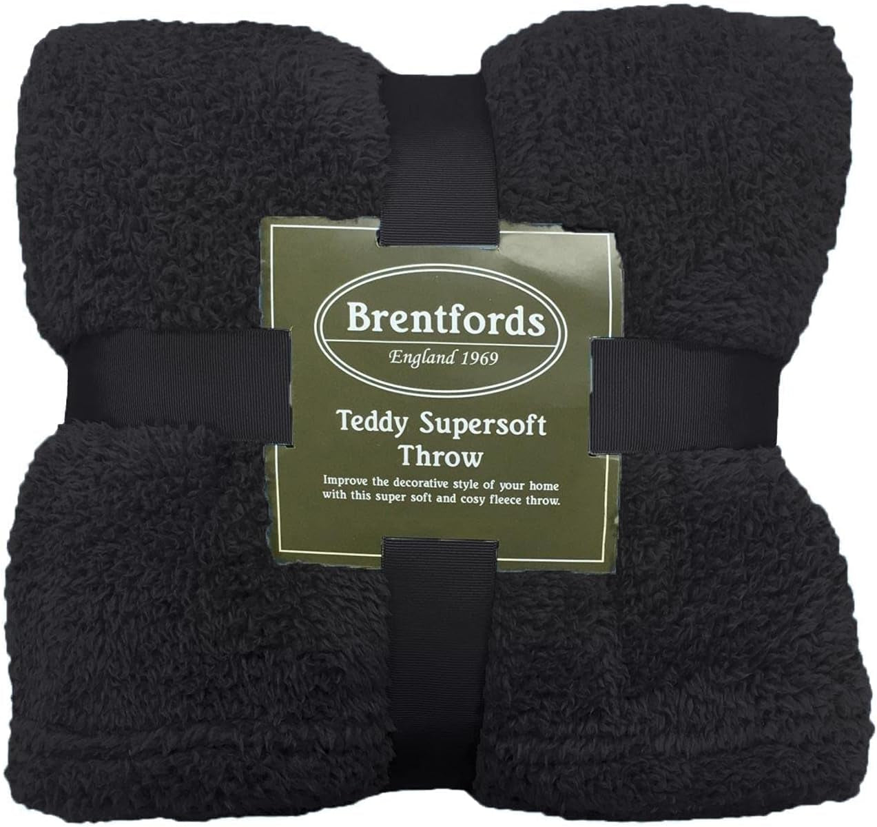 Brentford's Teddy Fleece deka Velká deka na postel Plyšová super měkká teplá pohovka Přehoz přes postel Černá - 150 X 200 cm Postele a deky Besuche den Brentfords-Store