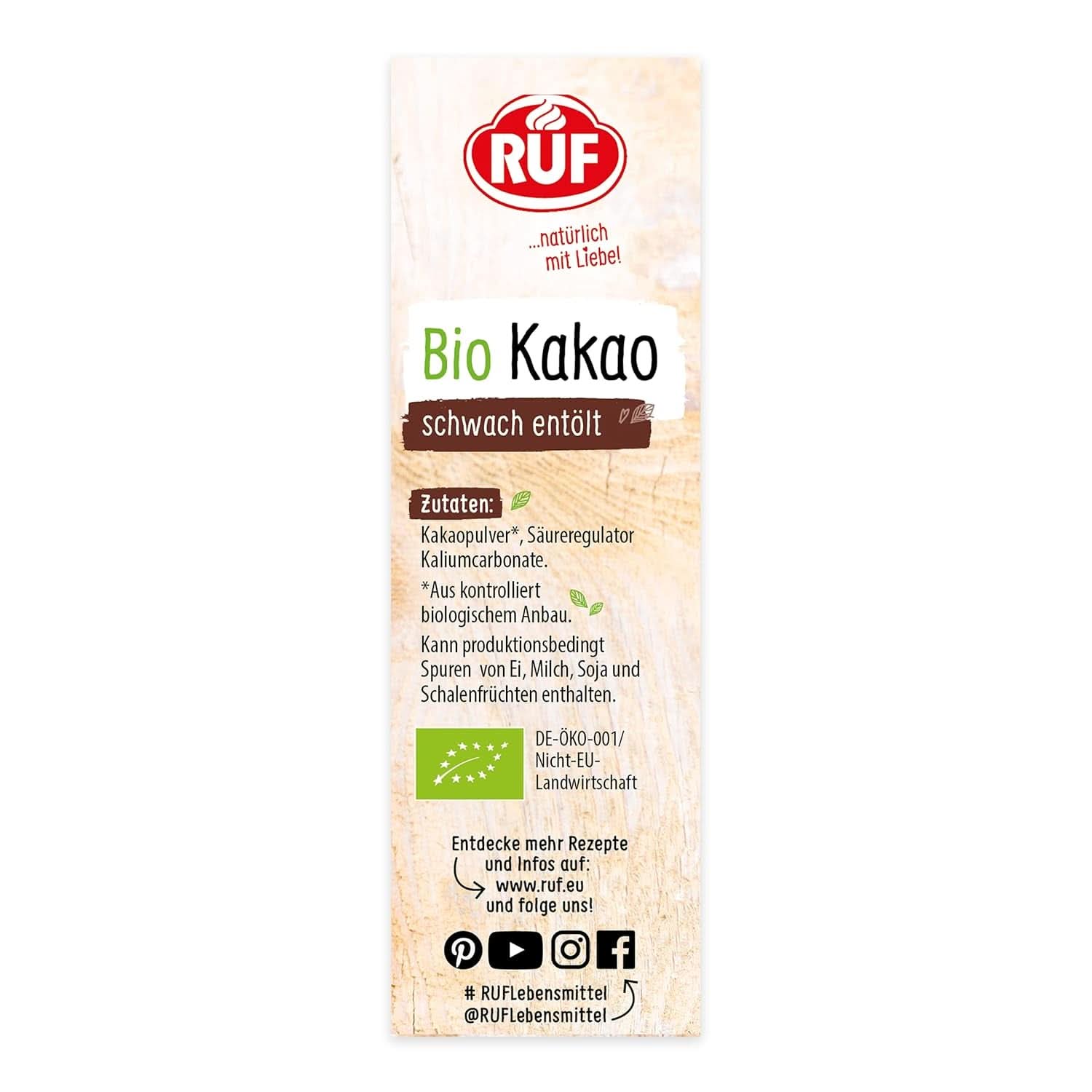 RUF pudră de cacao de calitate organică, 125 grame Cacao si Ciocolata Calda Naty Shop