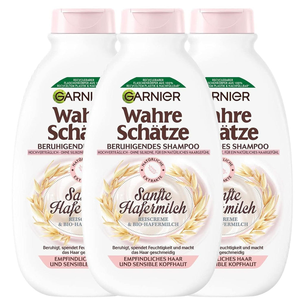 Garnier True Treasures Șampon calmant cu lapte de ovăz delicat pentru păr sensibil, 250 ml Duș și baie Naty Shop 3 x 250 ml