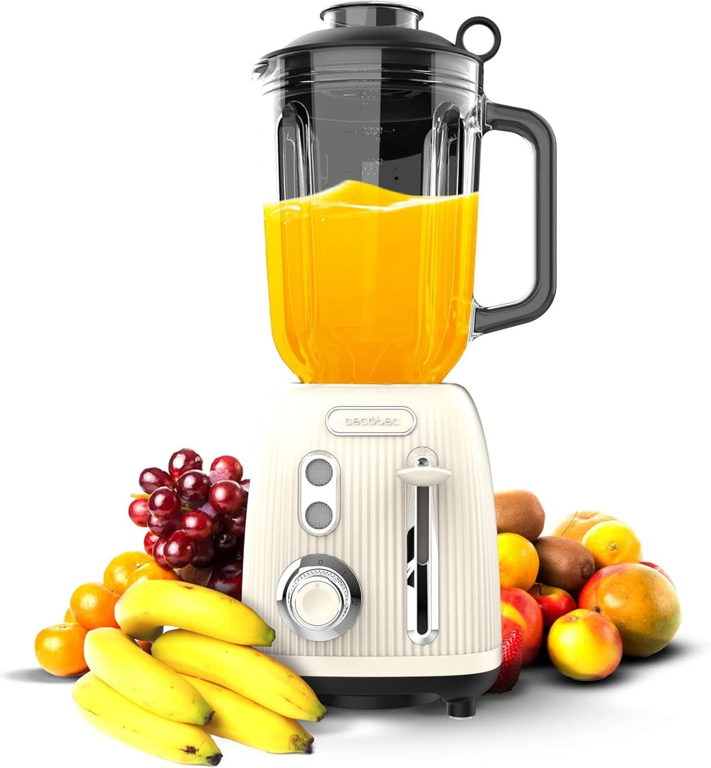 Stojanový mixér Cecotec Retro Power Black Titanium Retrogreen. 1200W Maximale Leistung, 2 Geschwindigkeiten, 4-Klingen-Messer Mit Schwarzer Titanbeschichtung Und 1,5L Krug, Vintage-Design v Grün Bucatarie Naty Shop Béžová