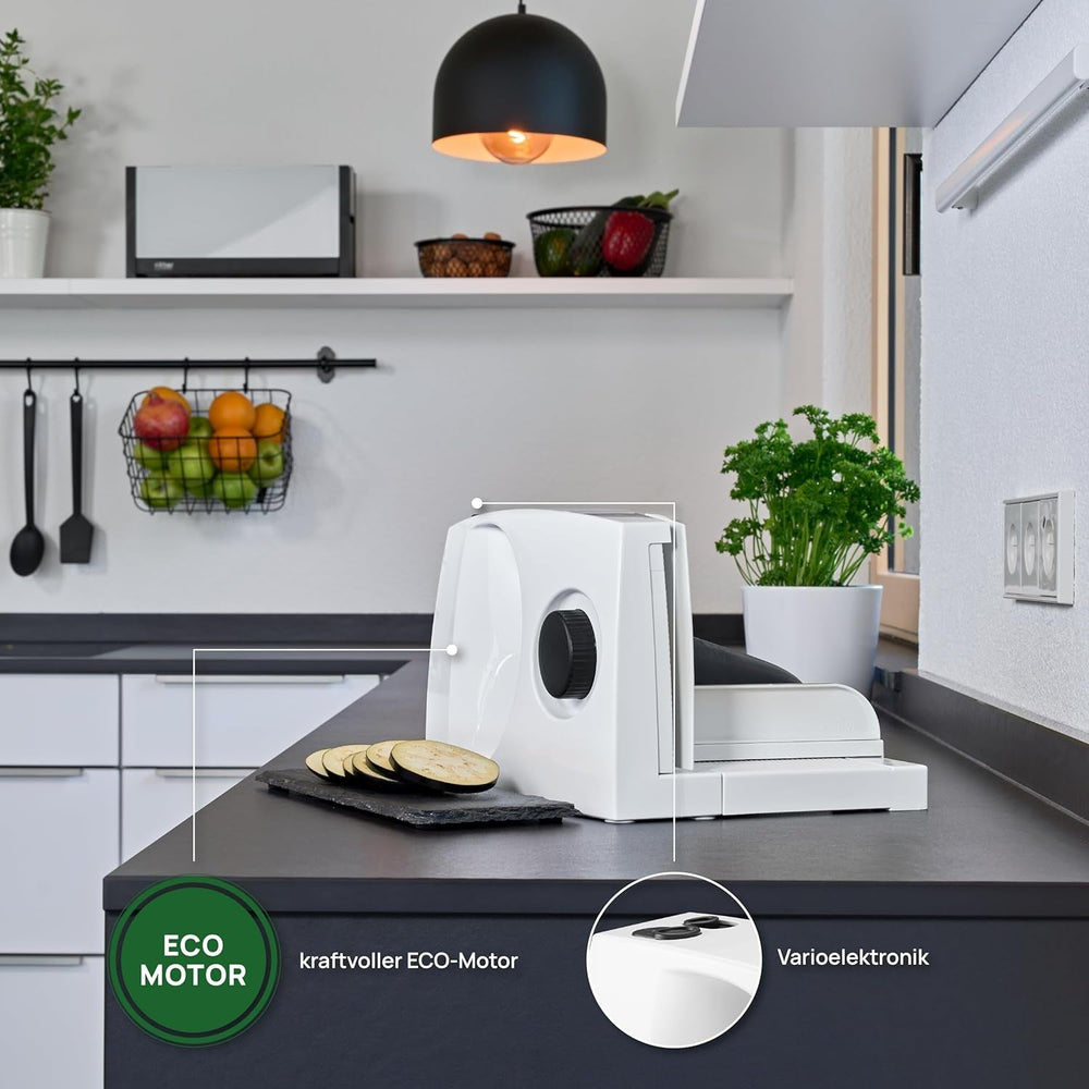 Ritter Markant 05 Multifunkční skládací elektrický kráječ a kráječ chleba s ekologickým motorem Made in Germany Drtiče a kráječe Naty Shop