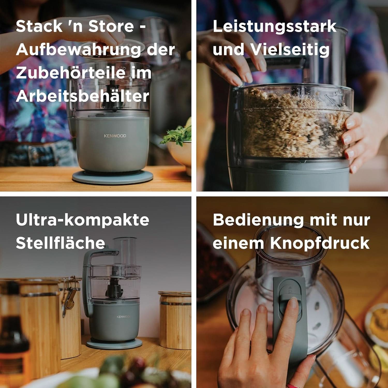 Kenwood Multipro Go FDP22.130GY, Kompakt-Küchenmaschine Nur 30Cm Hoch, Zum Schneiden, Reiben, Pürieren Und Teig Kneten, Express-Serve, 1,3 l Arbeitsbehälter, 650 W, Blau Mother and Child Naty Shop