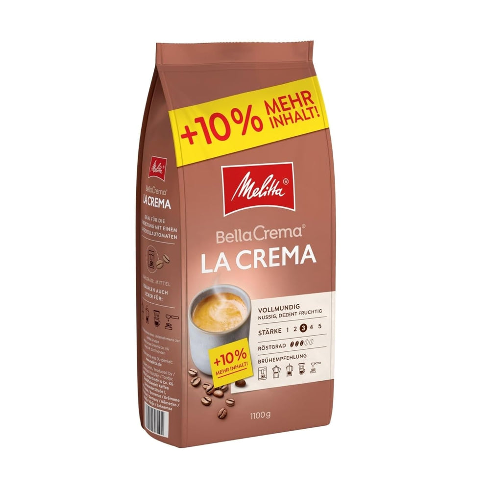 Melitta Bellacrema, boabe de cafea întregi Cafea Naty Shop 1.1 Kg La Crema