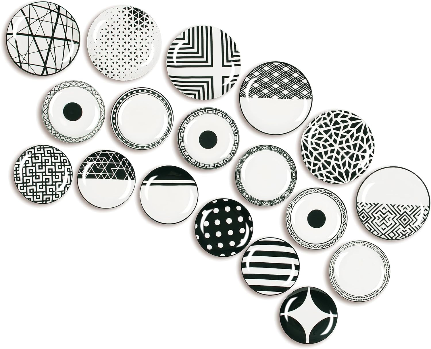 Set de veselă Excelsa Emily, porțelan, alb/negru, 18 piese