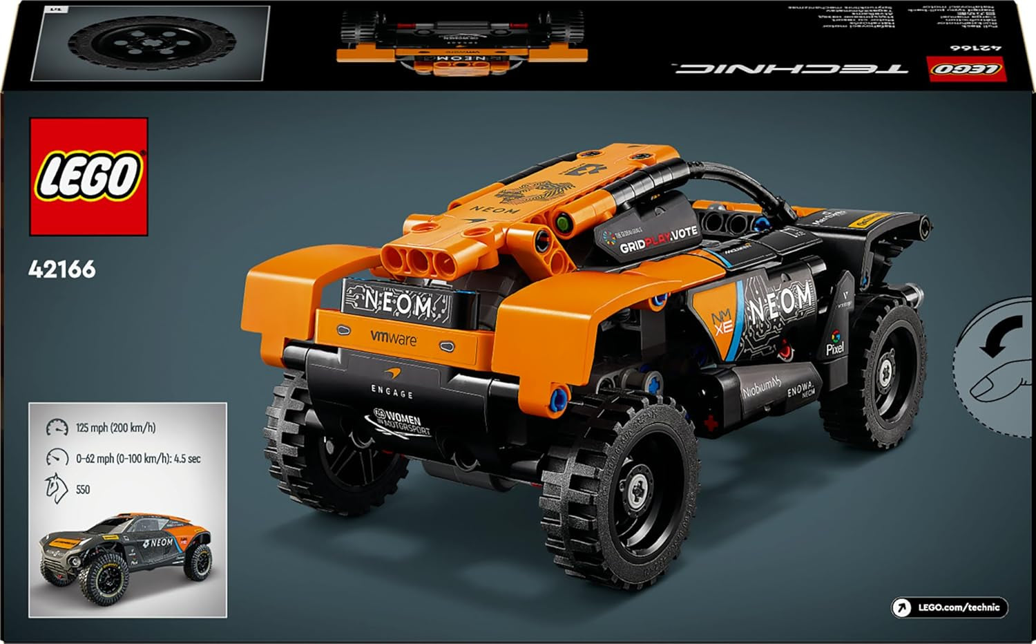 LEGO Technic NEOM Mclaren Extreme E závodní sada aut, motorová hračka pro děti, sestavitelné větrné auto, technický dárek pro chlapce a dívky 7 let staré 42166 stavebnic Besuche den LEGO-Store